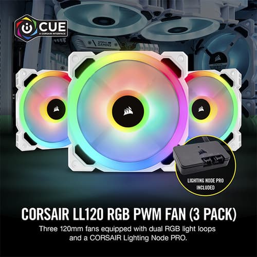 Corsair ICUE LL120 RGB White Cabinet Fan (Triple-Pack)